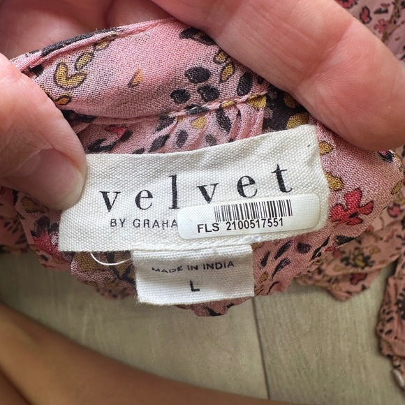 Revolve‎ Velvet by Graham Spencer Aubrey dress pink mini long sleeve sheer large - Picture 6 of 9